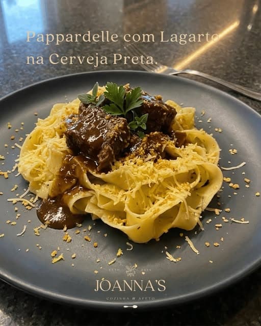 Pappardelle com lagarto na cerveja preta
